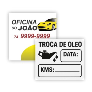 Adesivo Troca de Óleo Adesivo vinil transparente. 6x6cm 4x1.  Tinta branca invertida. 