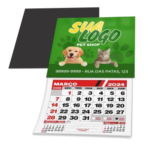 Calendário Imã de Geladeira Foto Briho 5x4,5cm + folhinhas 4x0 Laminação Brilho Calendário + Manta magnética 